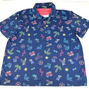 Birdie Bound Shirt Men's Short Sleeve Tropical Golf Polo Size 2XL Loud